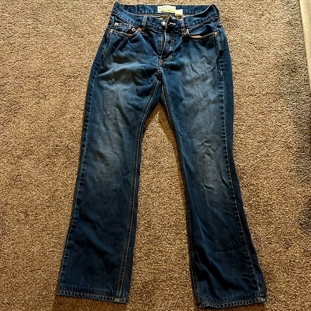 Size 2 blue low waisted boot-cut jeans